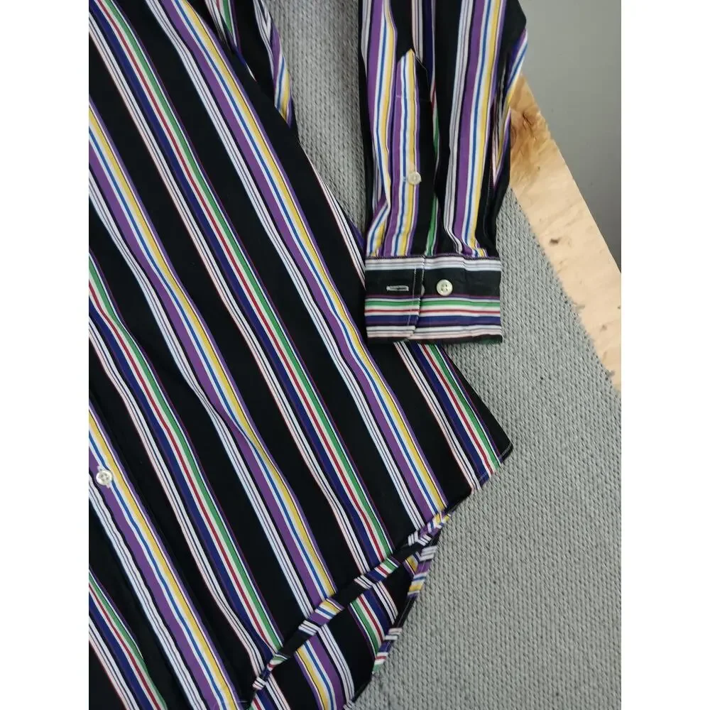Vintage Polo‎ Ralph Lauren Regent Shirt Mens L Multi-Stripped Custom Fit Preppy
